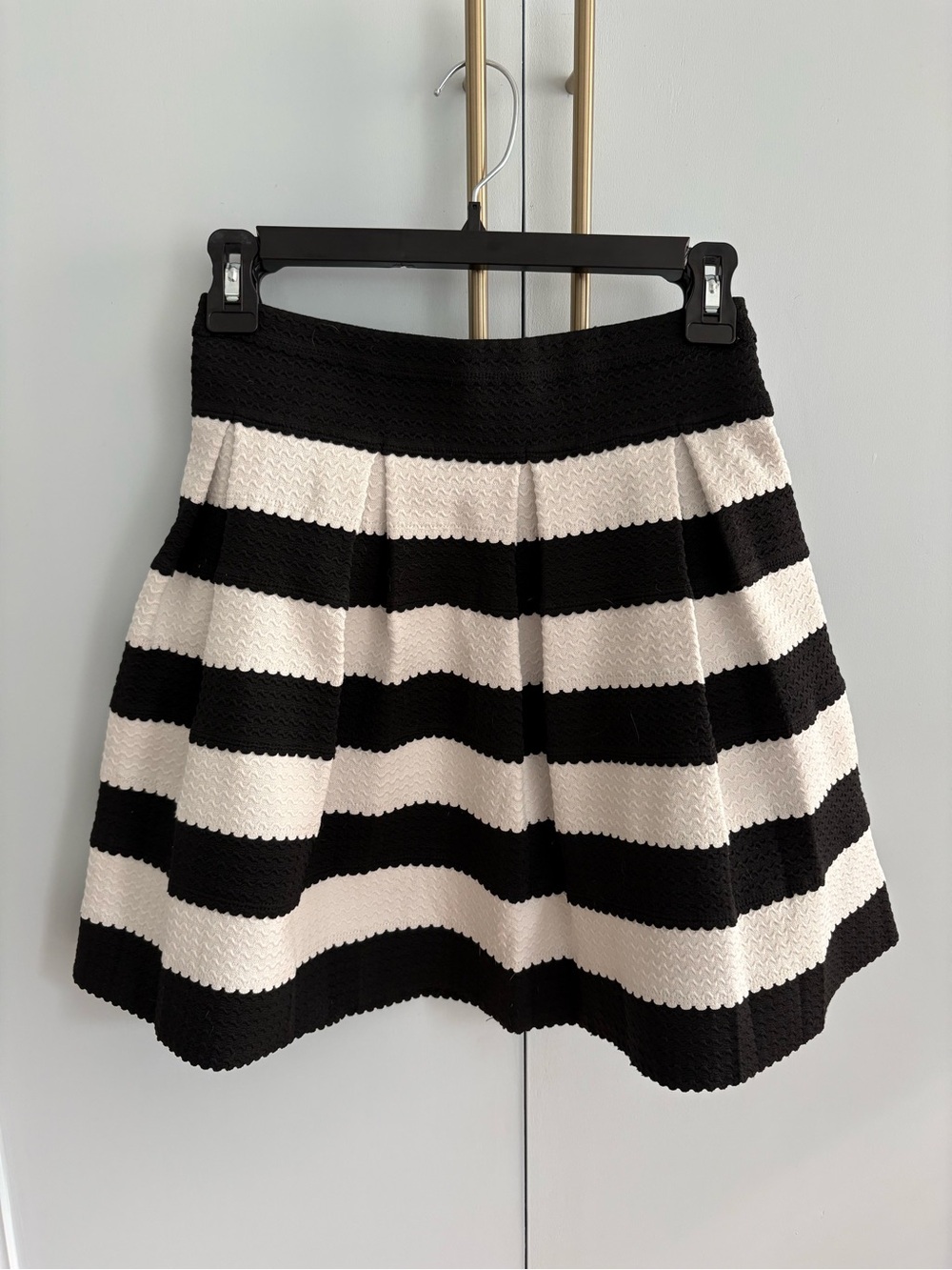 Black & White Striped A-Line Skirt